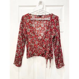American Eagle Outfitters Floral Wrap Top